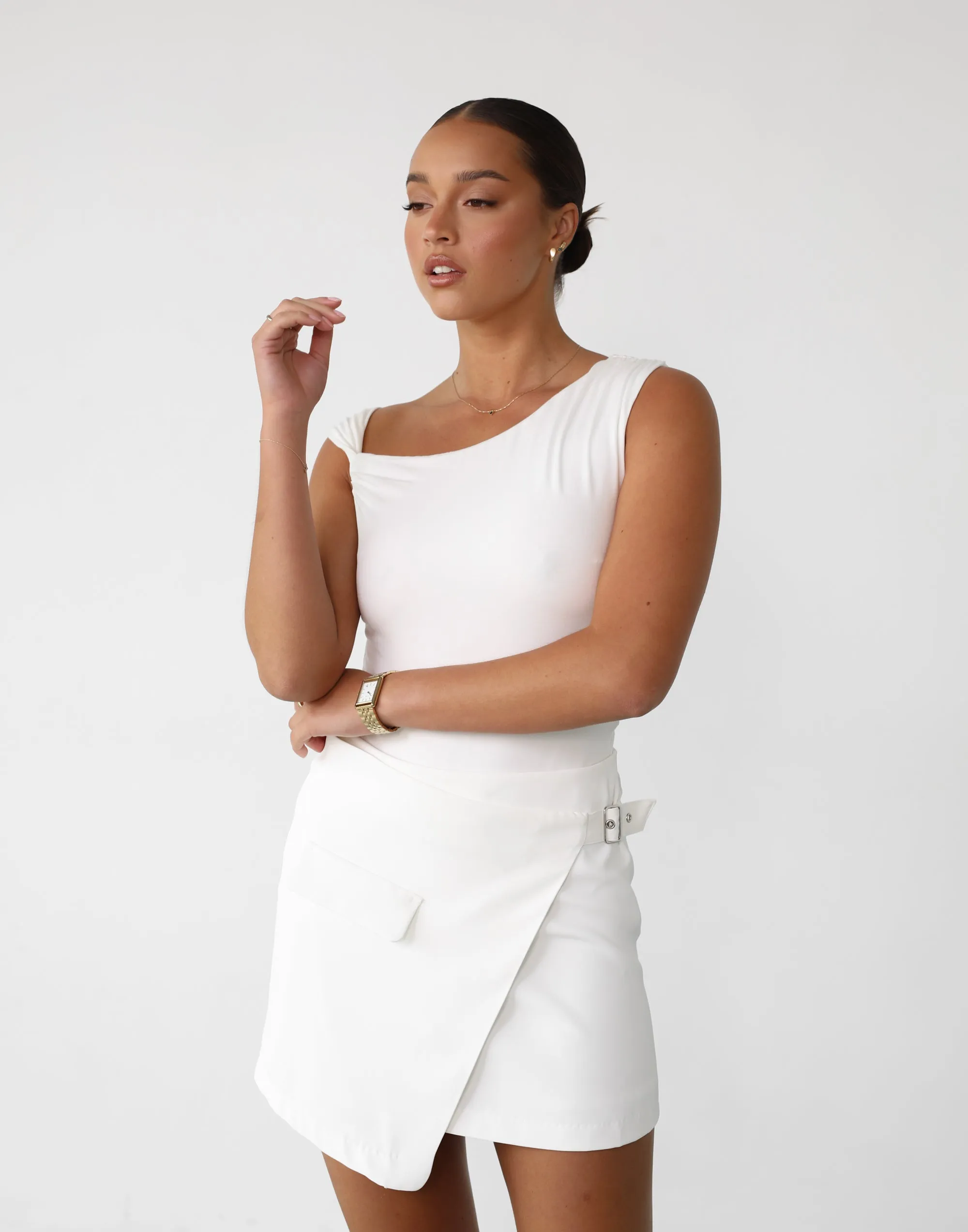 Kamala Mini Skirt (White) sold by Charcoal Clothing