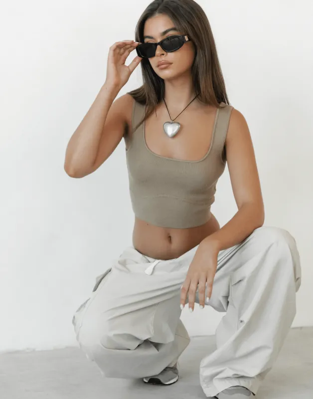 Quinten Crop Top (Beige) sold by Charcoal Clothing