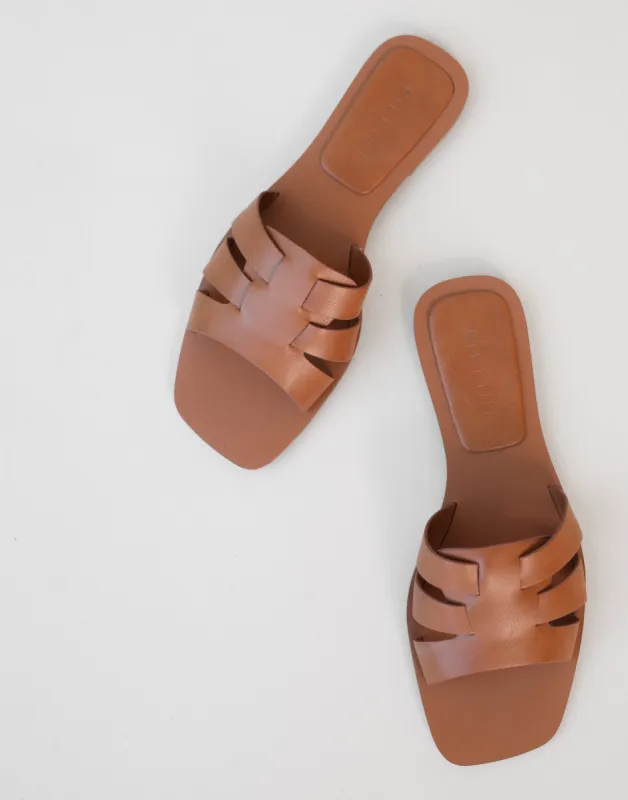 Ferna Slides (Dark Tan) - By Billini sold by Charcoal Clothing
