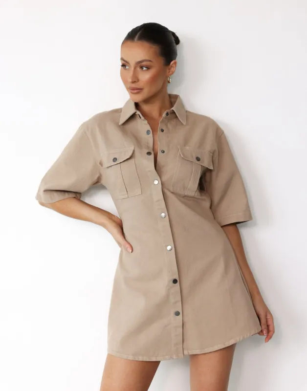 Hadid Mini Dress (Mocha) sold by Charcoal Clothing