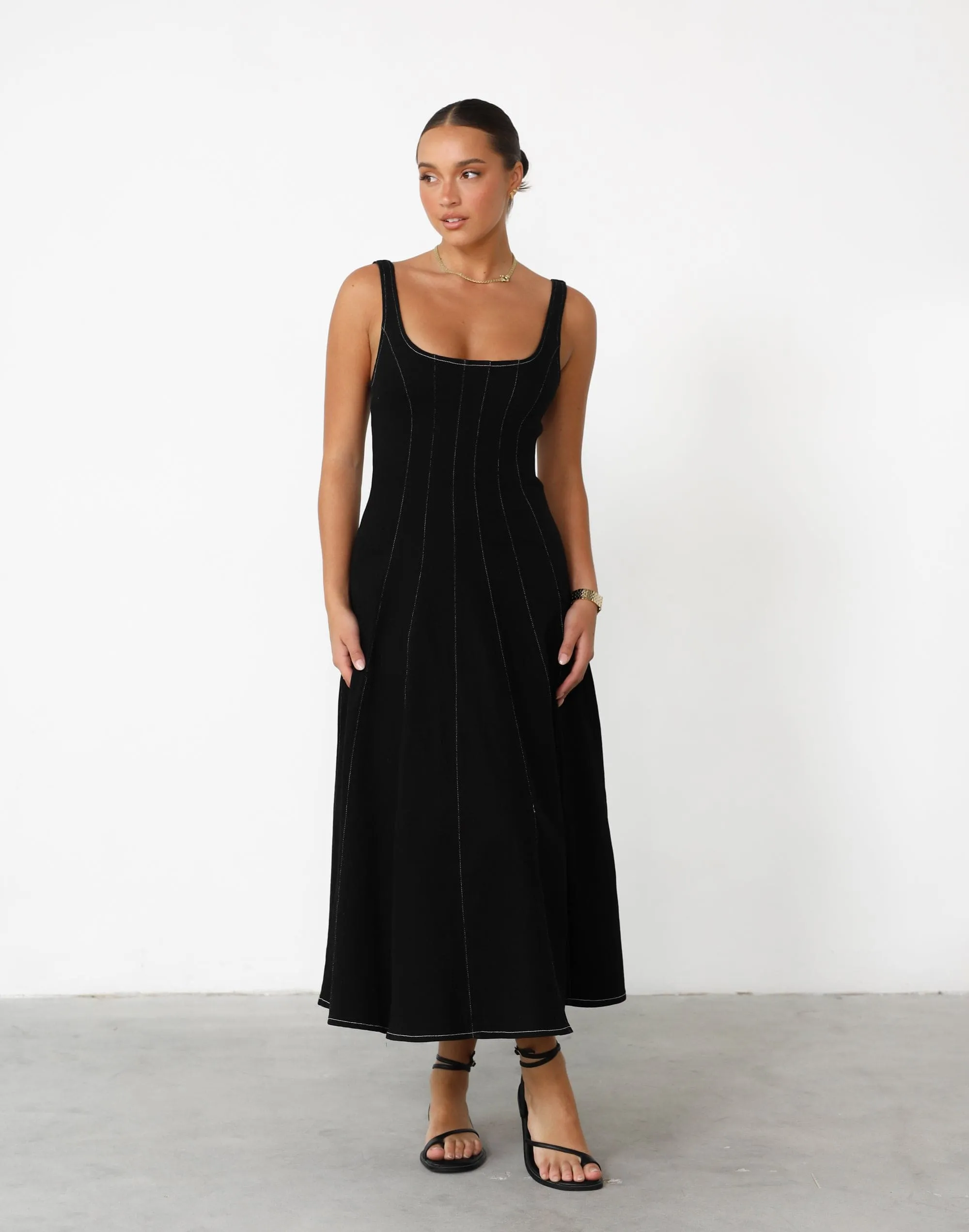 Kella Denim Maxi Dress (Black) sold by Charcoal Clothing