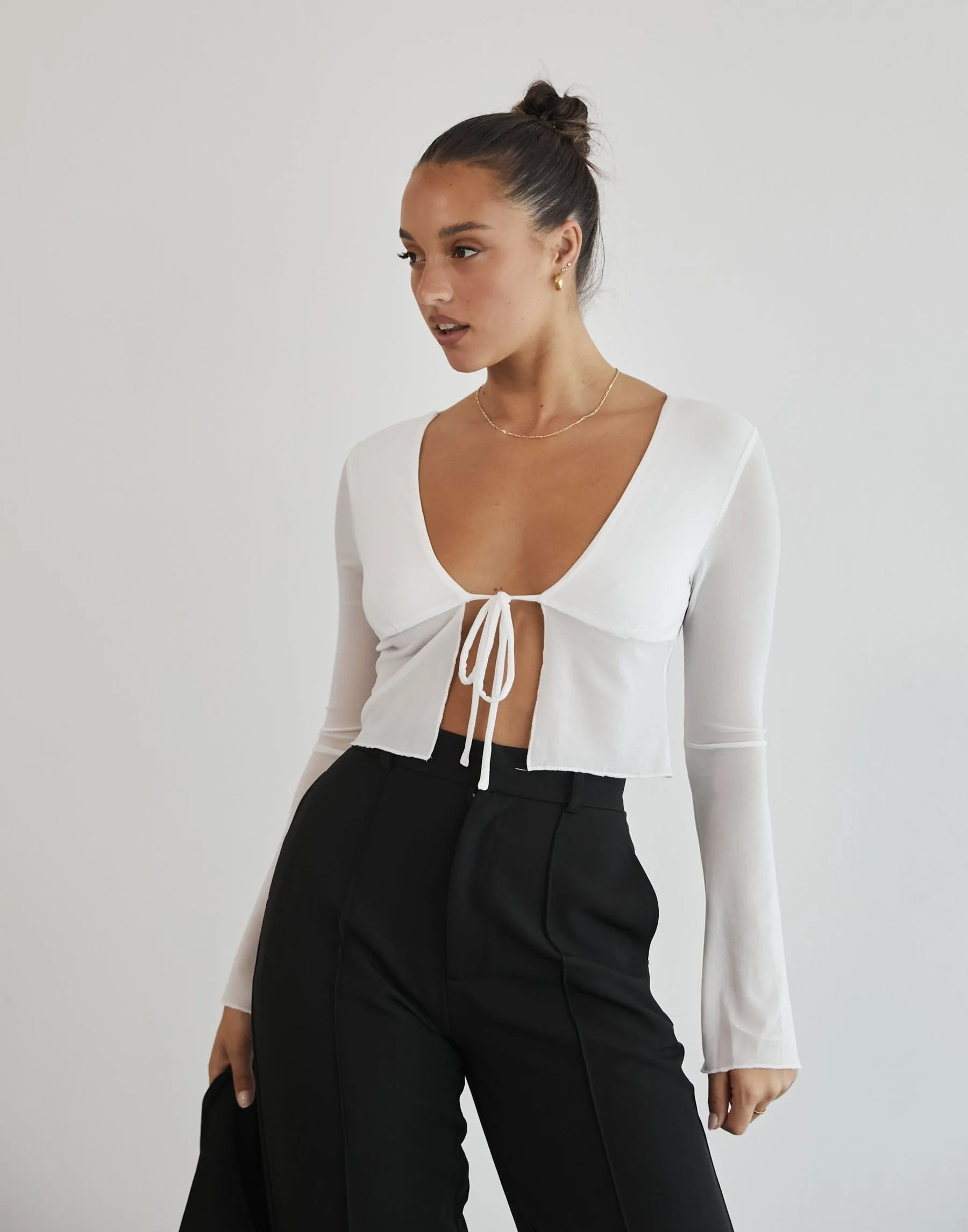 Arthie Long Sleeve Top (White) sold by Charcoal Clothing