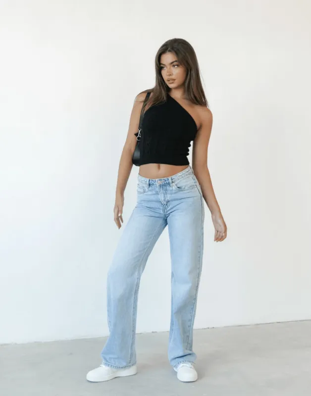 Kiara One Shoulder Top (Black) sold by Charcoal Clothing