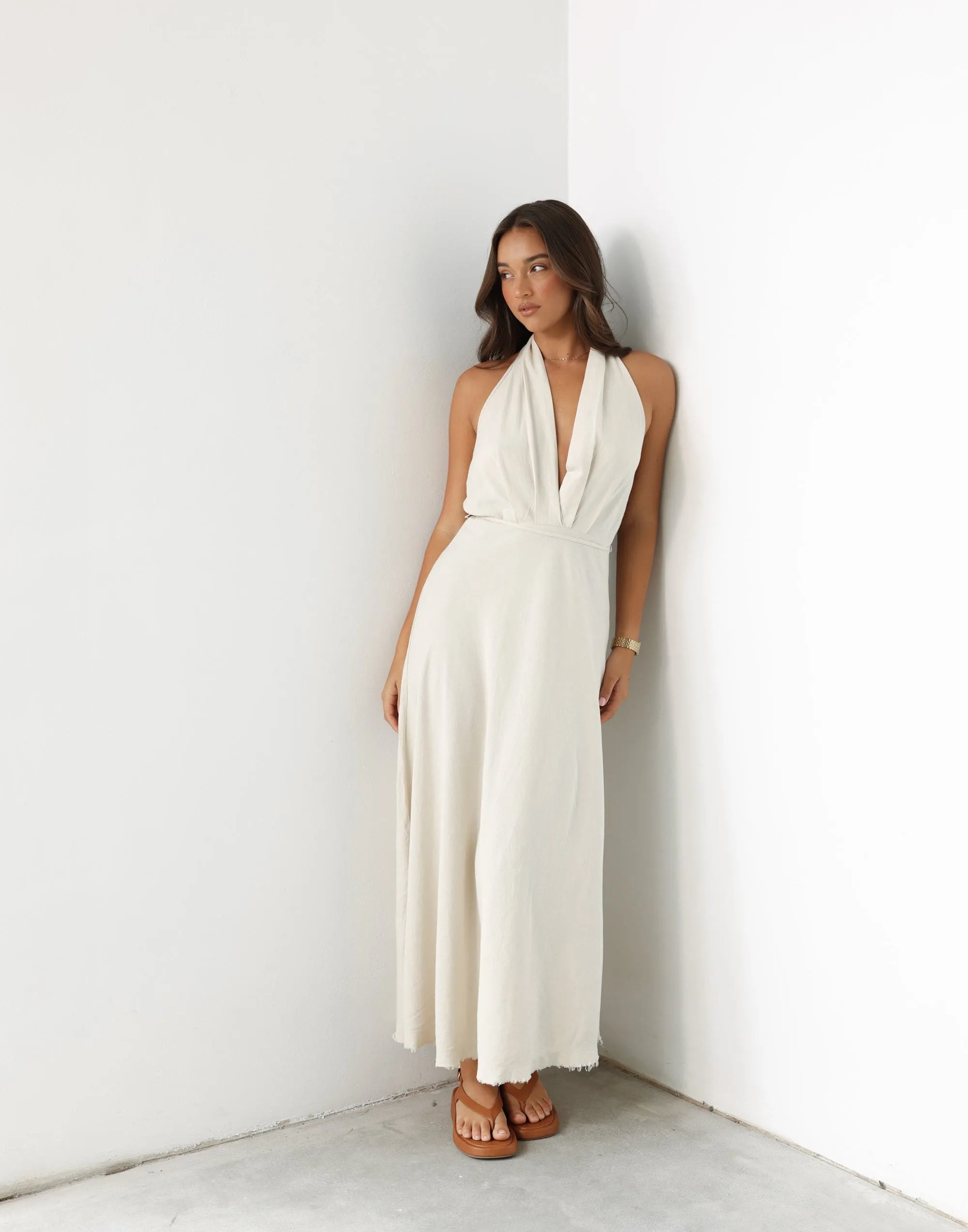 Marjorie Maxi Dress (Oat) sold by Charcoal Clothing
