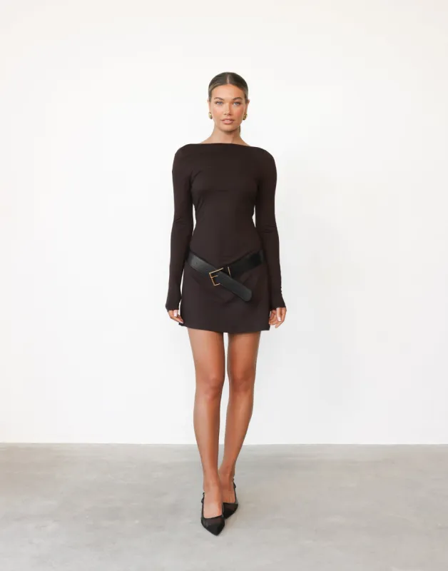 Kimber Mini Dress (Chocolate) sold by Charcoal Clothing