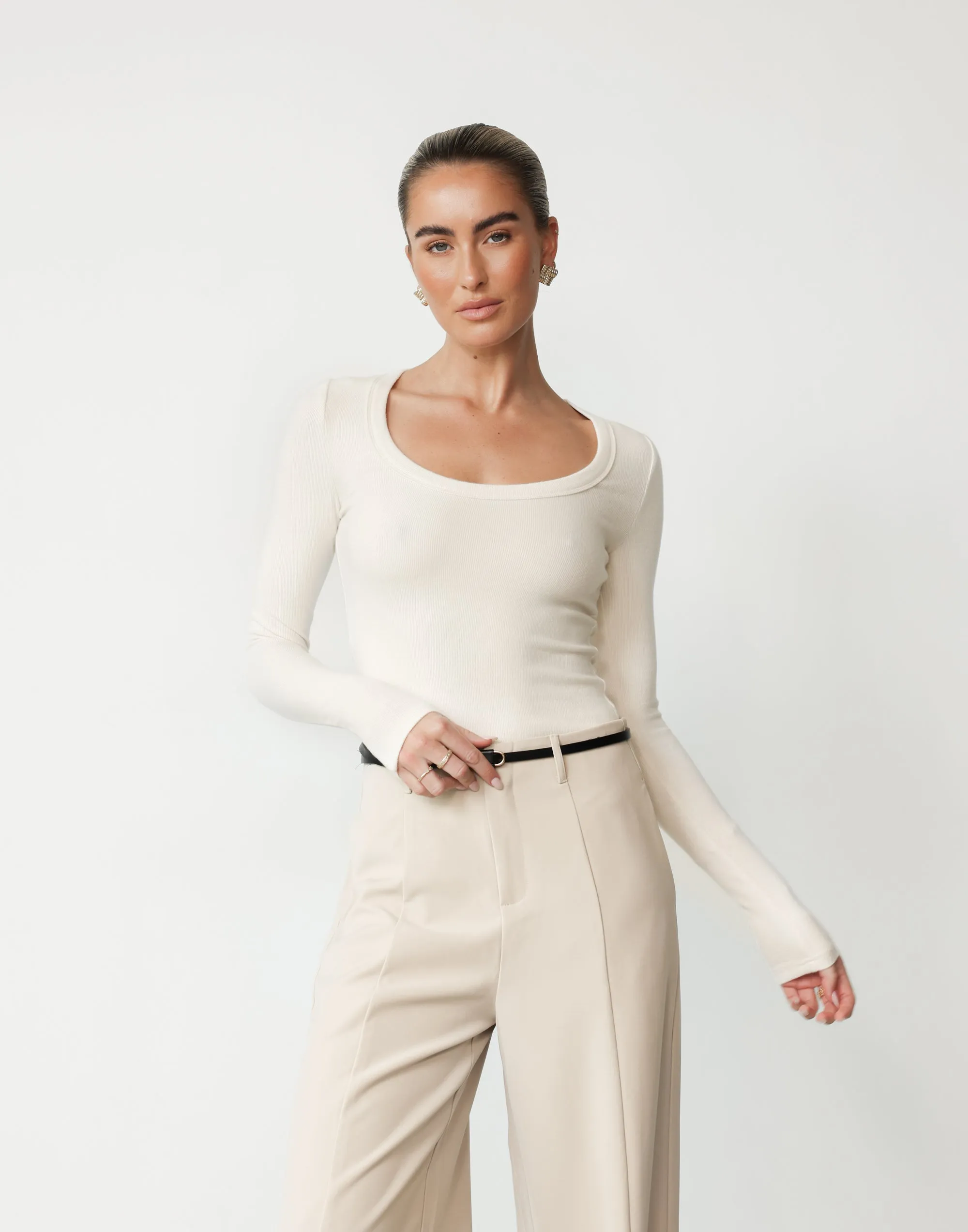 Kathleen Long Sleeve Top (Oat) sold by Charcoal Clothing