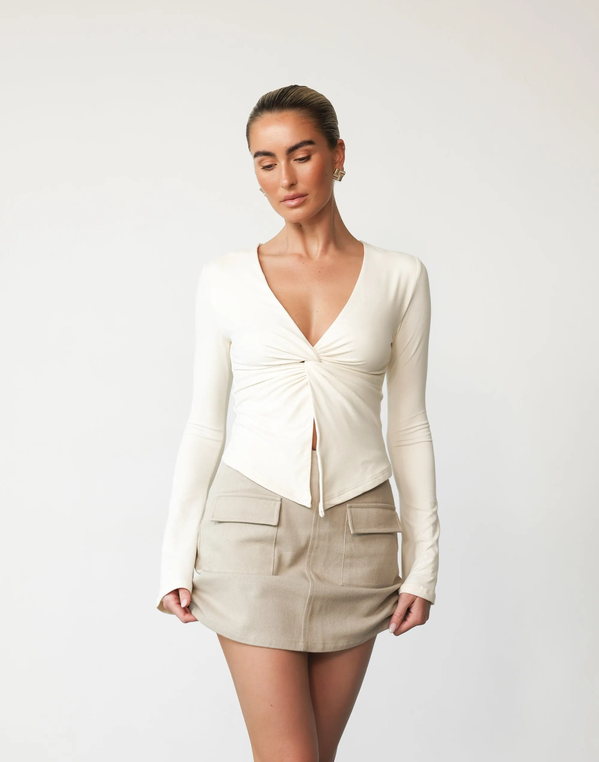 Althea Long Sleeve Top (Oat) Parallel