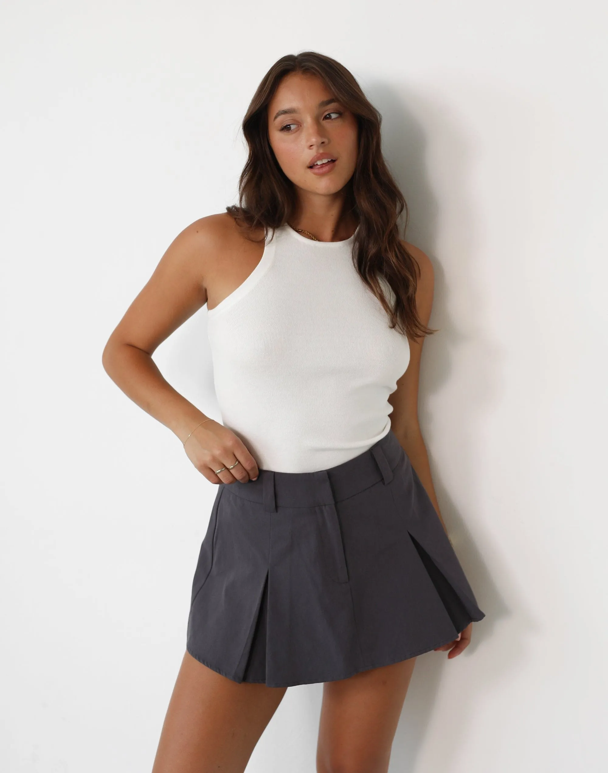 Evelynn Mini Skirt (Grey) sold by Charcoal Clothing