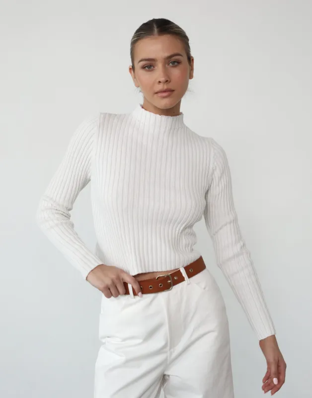 Dionne Long Sleeve Top (White) sold by Charcoal Clothing