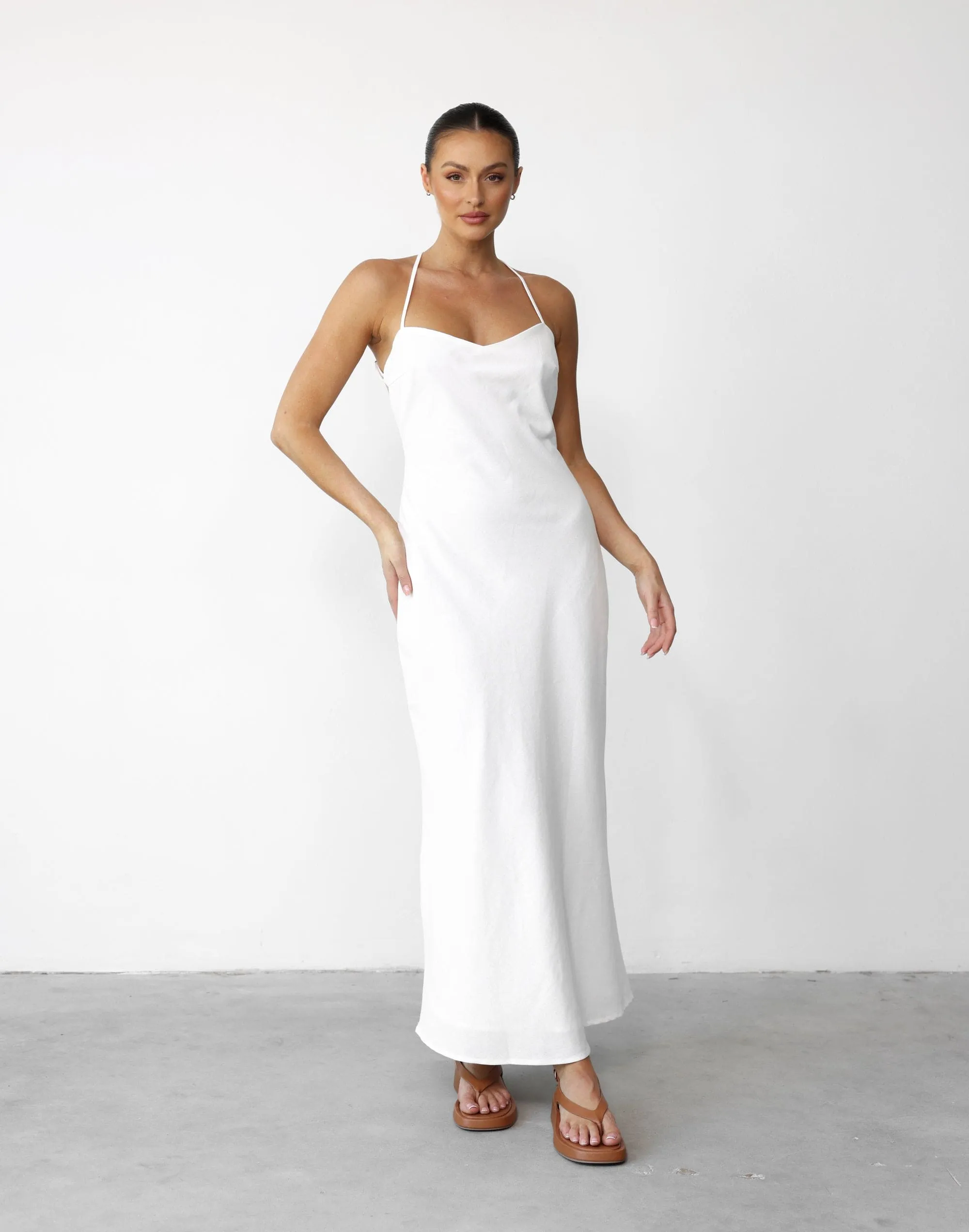 Haylie Linen Maxi Dress (White) sold by Charcoal Clothing