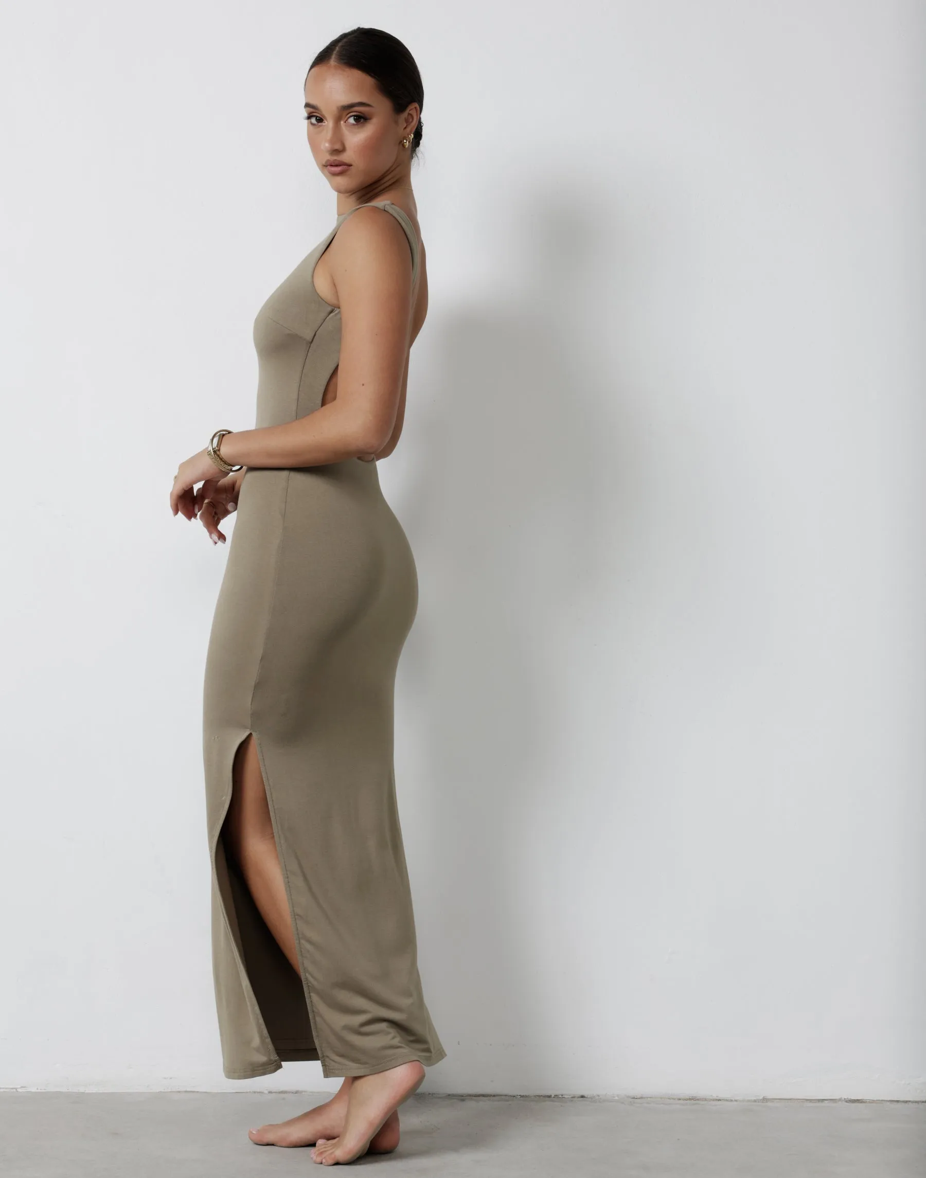 Luna Maxi Dress (Light Khaki) sold by Charcoal Clothing product image thumbnail 4