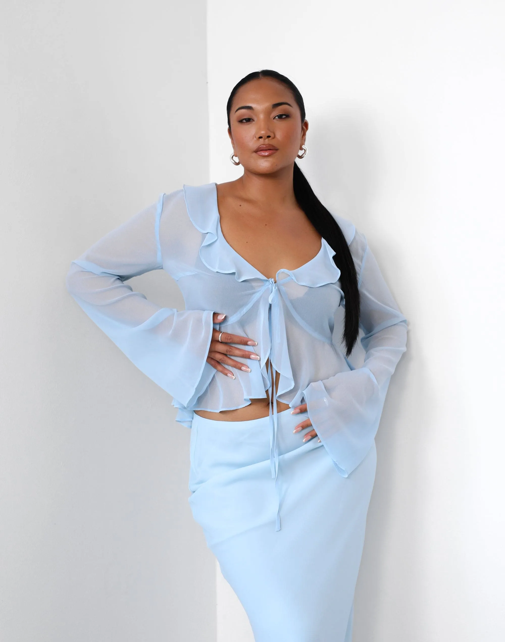 Leah Long Sleeve Top (Ice Blue) sold by Charcoal Clothing product image thumbnail 4