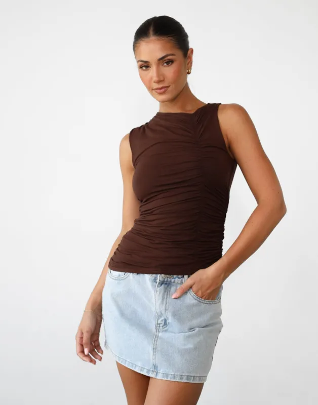 Delphine Tank Top (Chocolate) sold by Charcoal Clothing