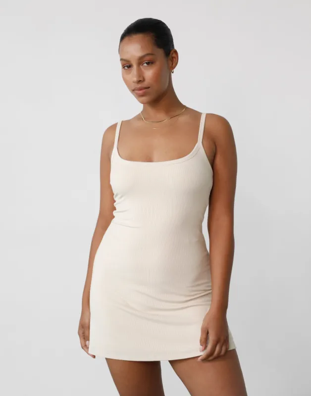 Helia Mini Dress (Oat) sold by Charcoal Clothing