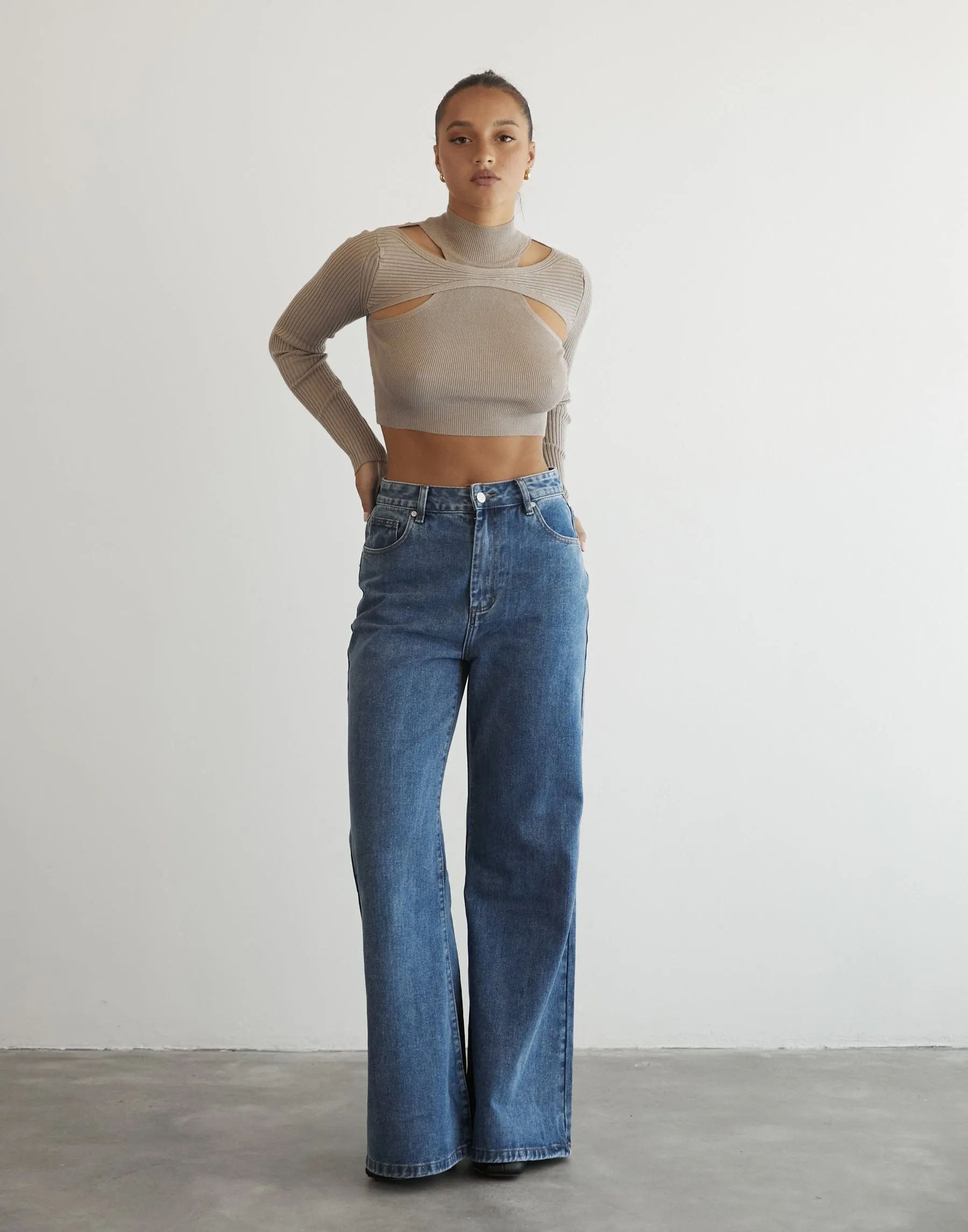 Kealey Long Sleeve Knit Top (Stone) sold by Charcoal Clothing