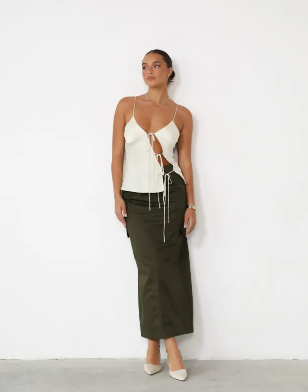 Deena Maxi Skirt (Burnt Olive) sold by Charcoal Clothing