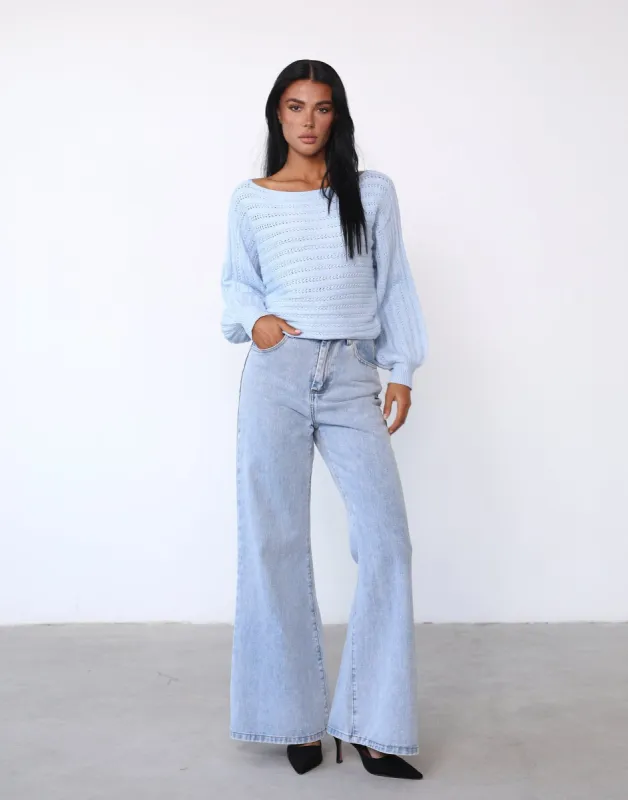 Sonia Long Sleeve Knit Top (Light Blue) sold by Charcoal Clothing