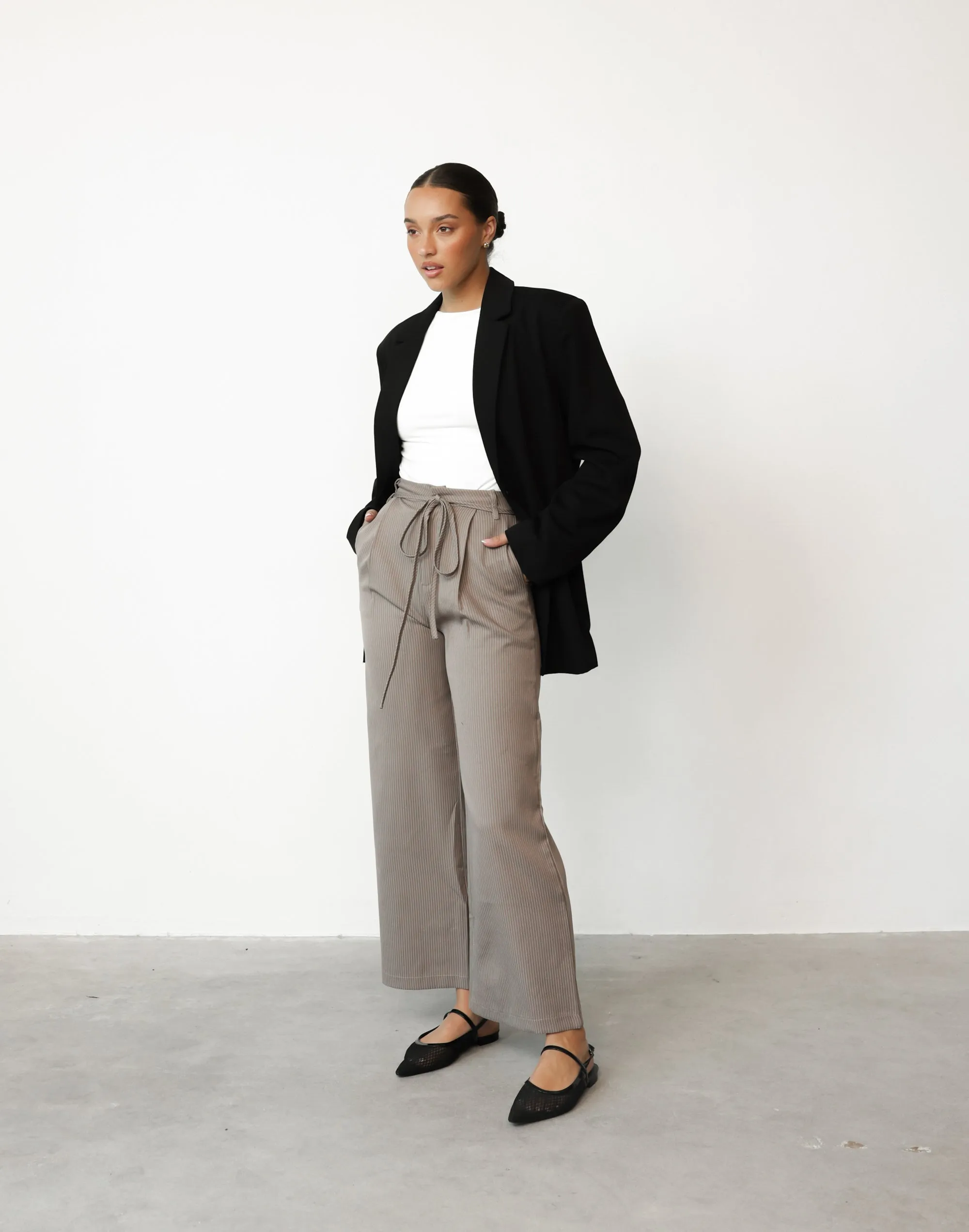 Mason Pants (Taupe Pinstripe) sold by Charcoal Clothing