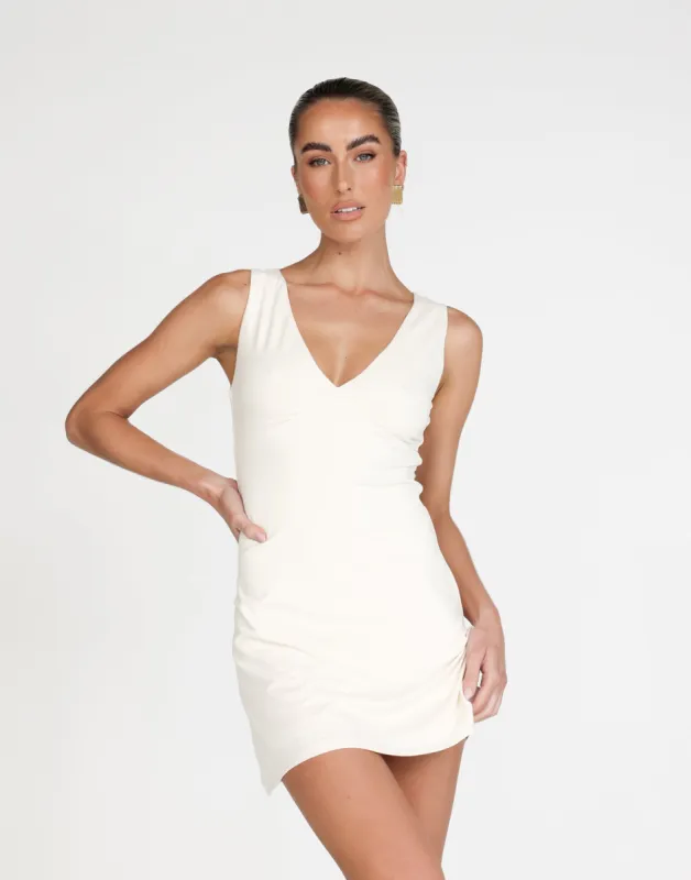Zira Mini Dress (Oat) sold by Charcoal Clothing