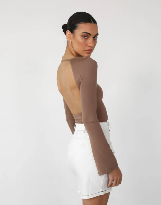Danika Long Sleeve Top (Mocha) sold by Charcoal Clothing