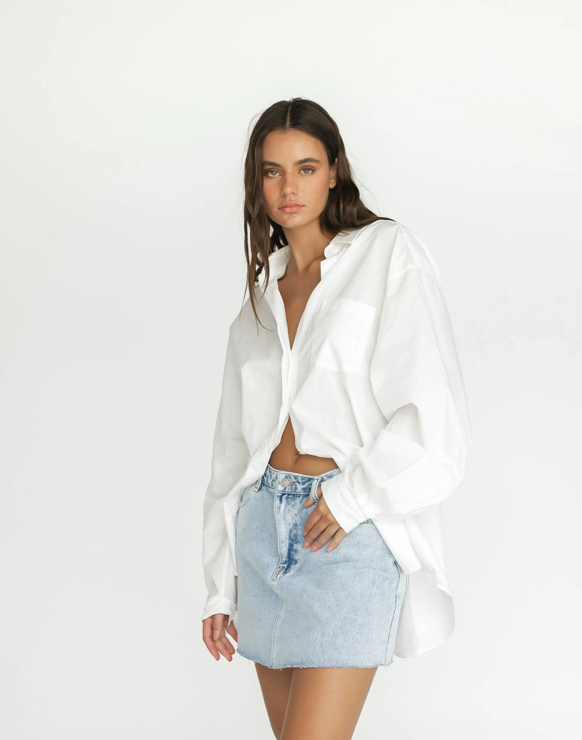 Rowan Denim Mini Skirt (Light Vintage) sold by Charcoal Clothing