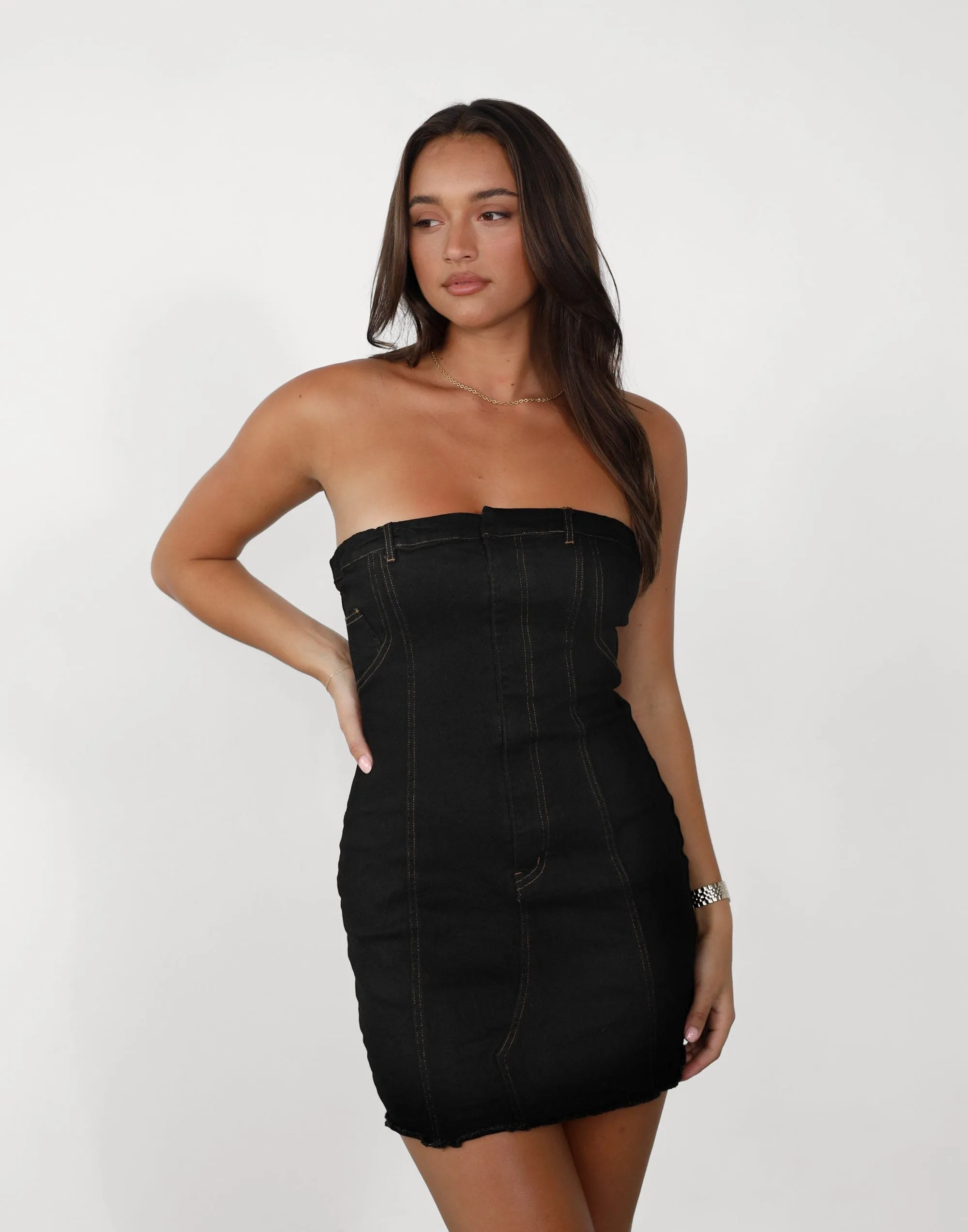 Sophea Mini Dress (Black Denim) sold by Charcoal Clothing product image thumbnail 2