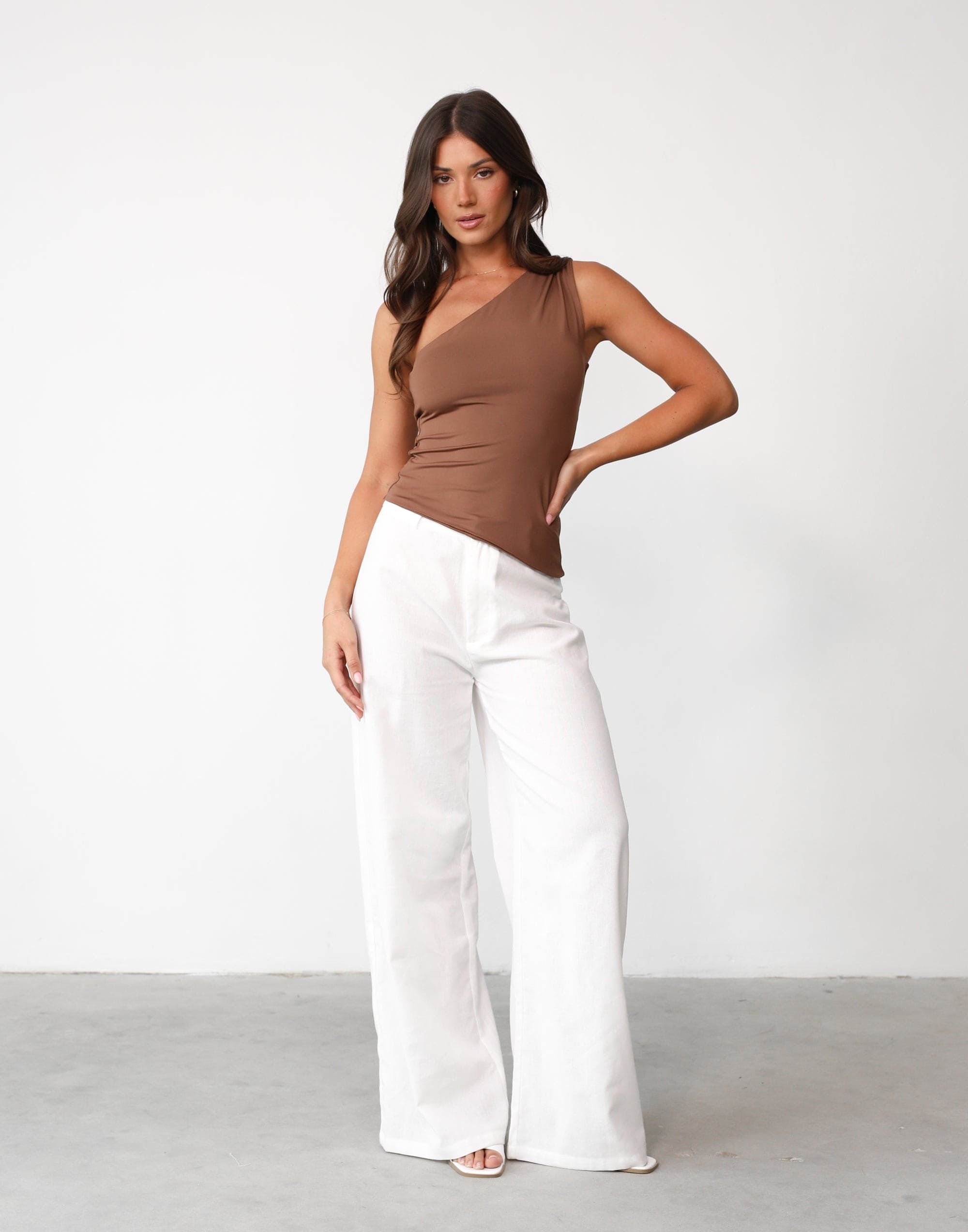 Unveiling One Shoulder Top (Chocolate) - By Lioness sold by Charcoal Clothing