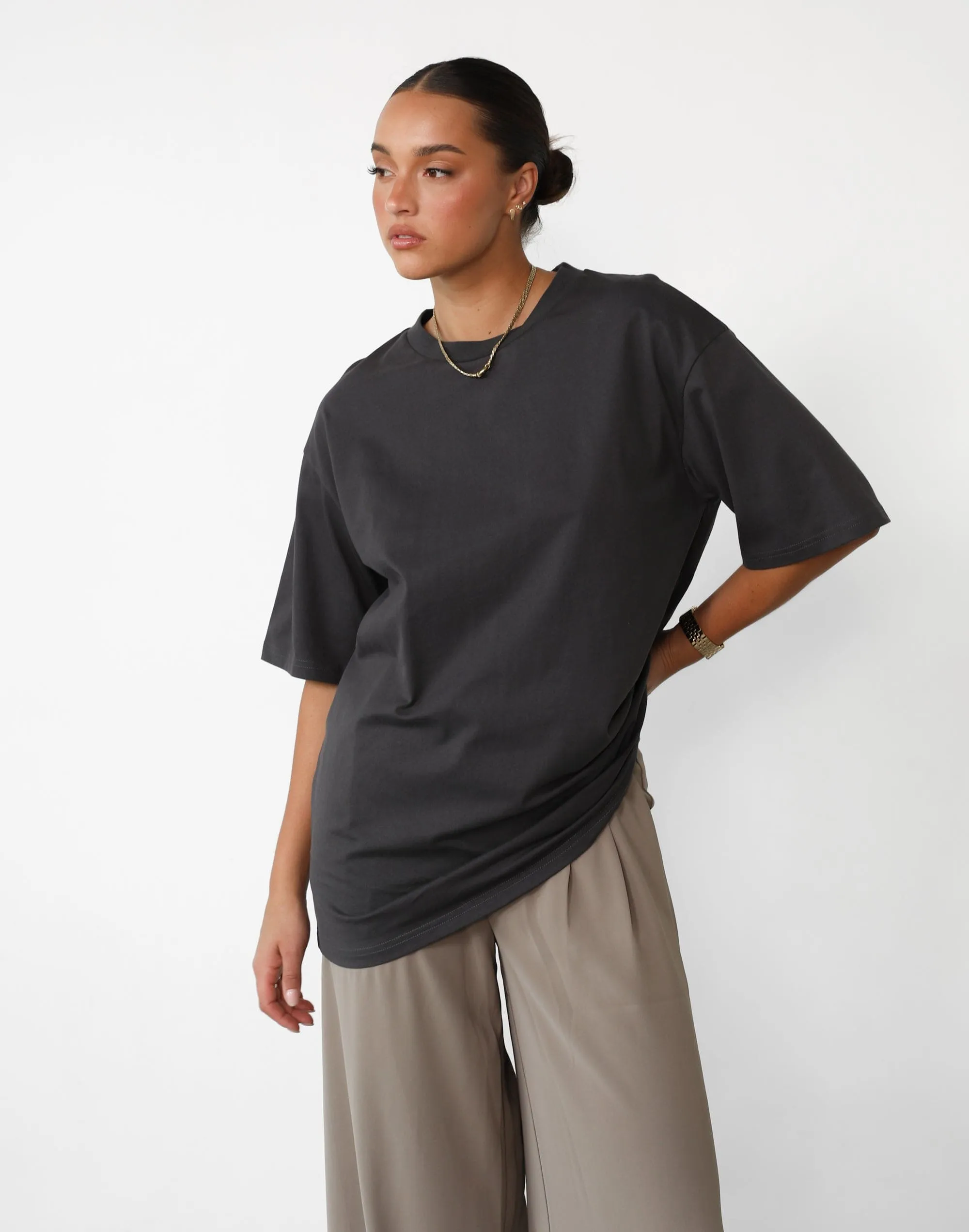 Luca Oversized Tee (Slate) sold by Charcoal Clothing