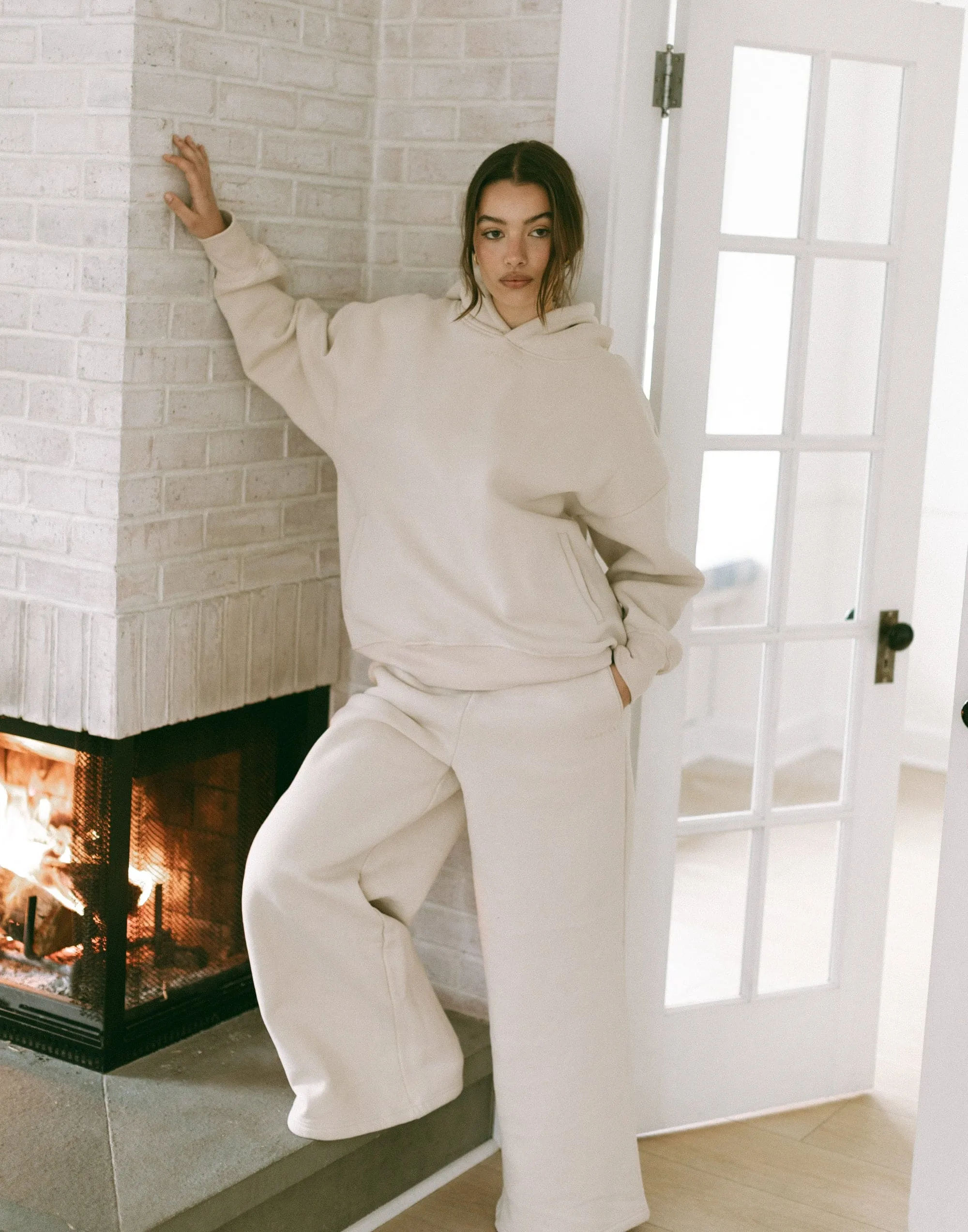 River Wide Leg Tracksuit Pants (Ecru) sold by Charcoal Clothing product image thumbnail 2