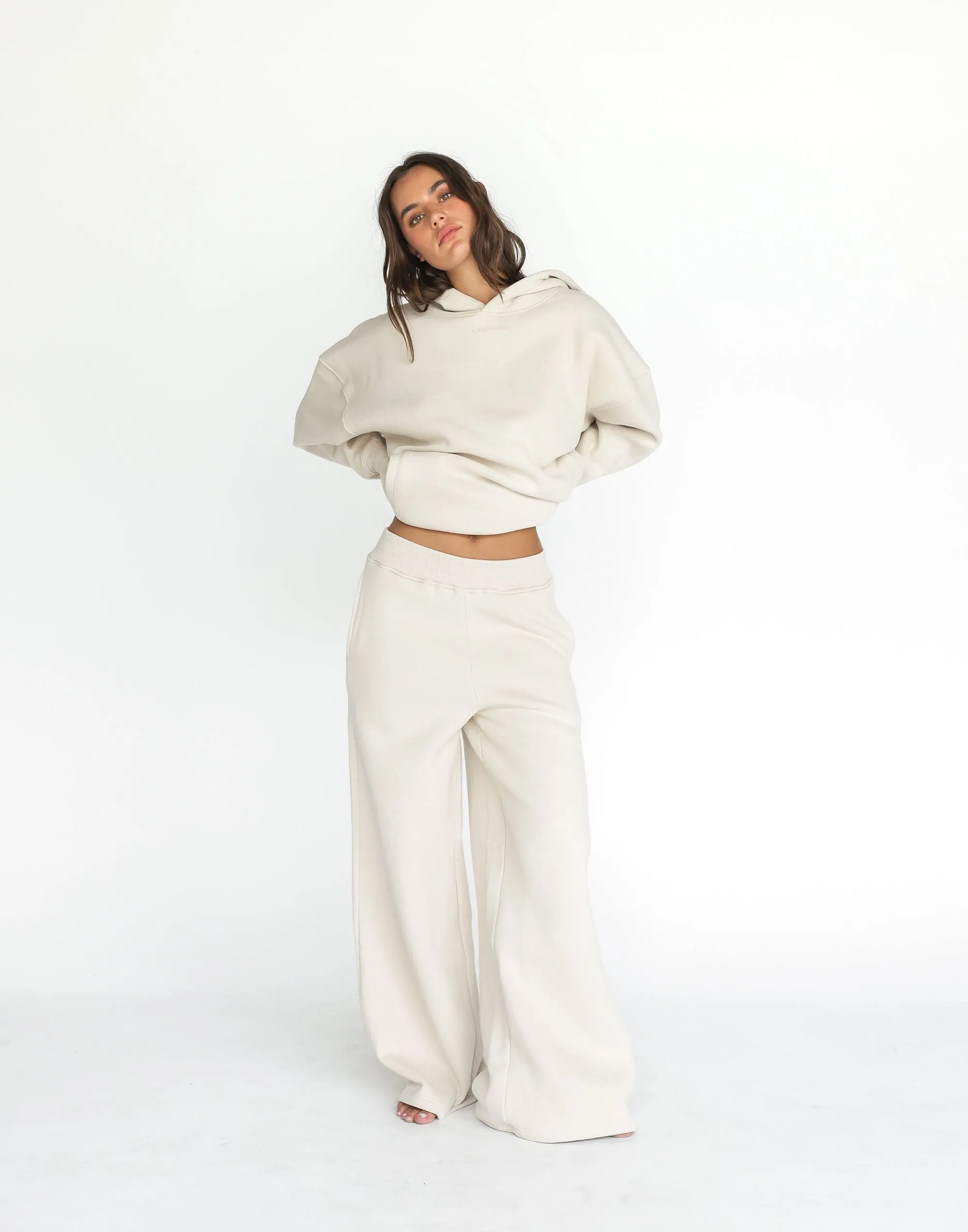 River Wide Leg Tracksuit Pants (Ecru) sold by Charcoal Clothing