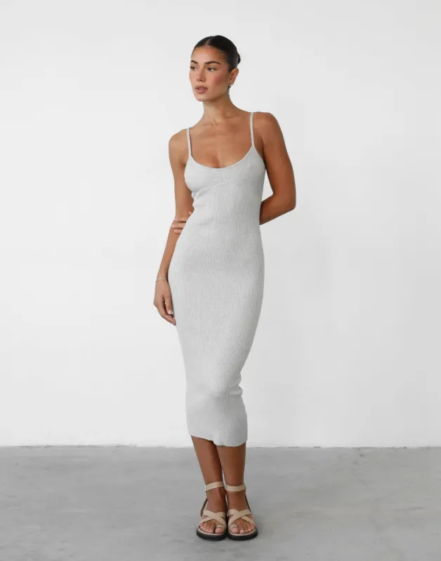 Aminah Midi Dress (Light Grey) sold by Charcoal Clothing