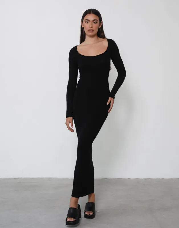 Zamira Long Sleeve Maxi Dress (Black) sold by Charcoal Clothing