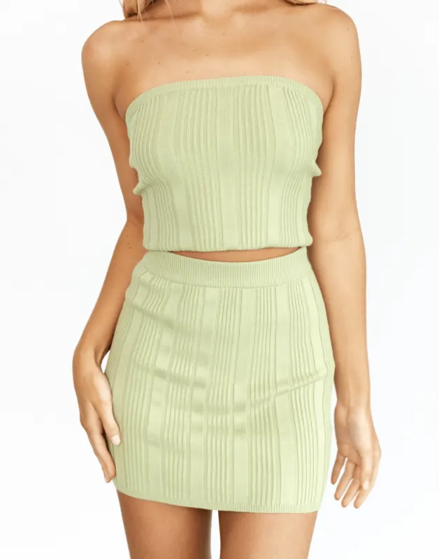 Ashley Knit Mini Skirt (Sage) sold by Charcoal Clothing