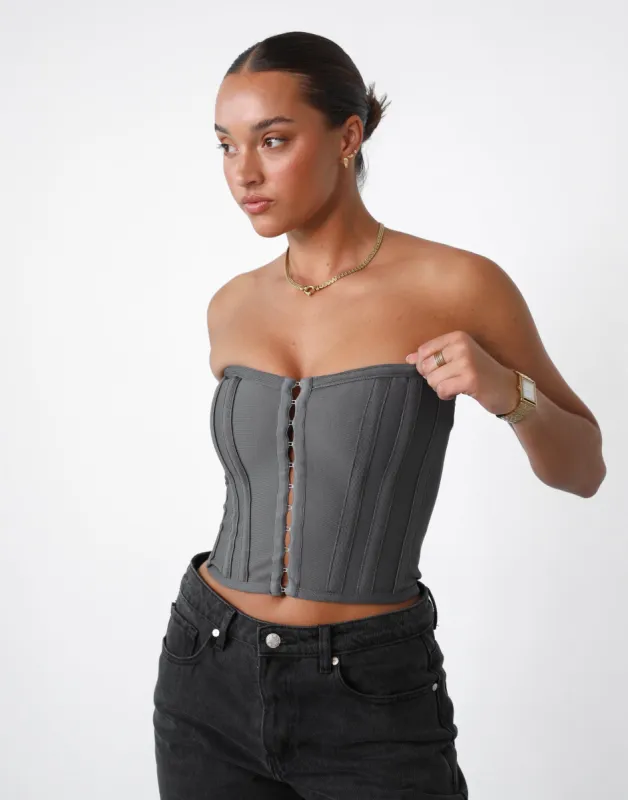 Passion Corset Top (Slate) sold by Charcoal Clothing