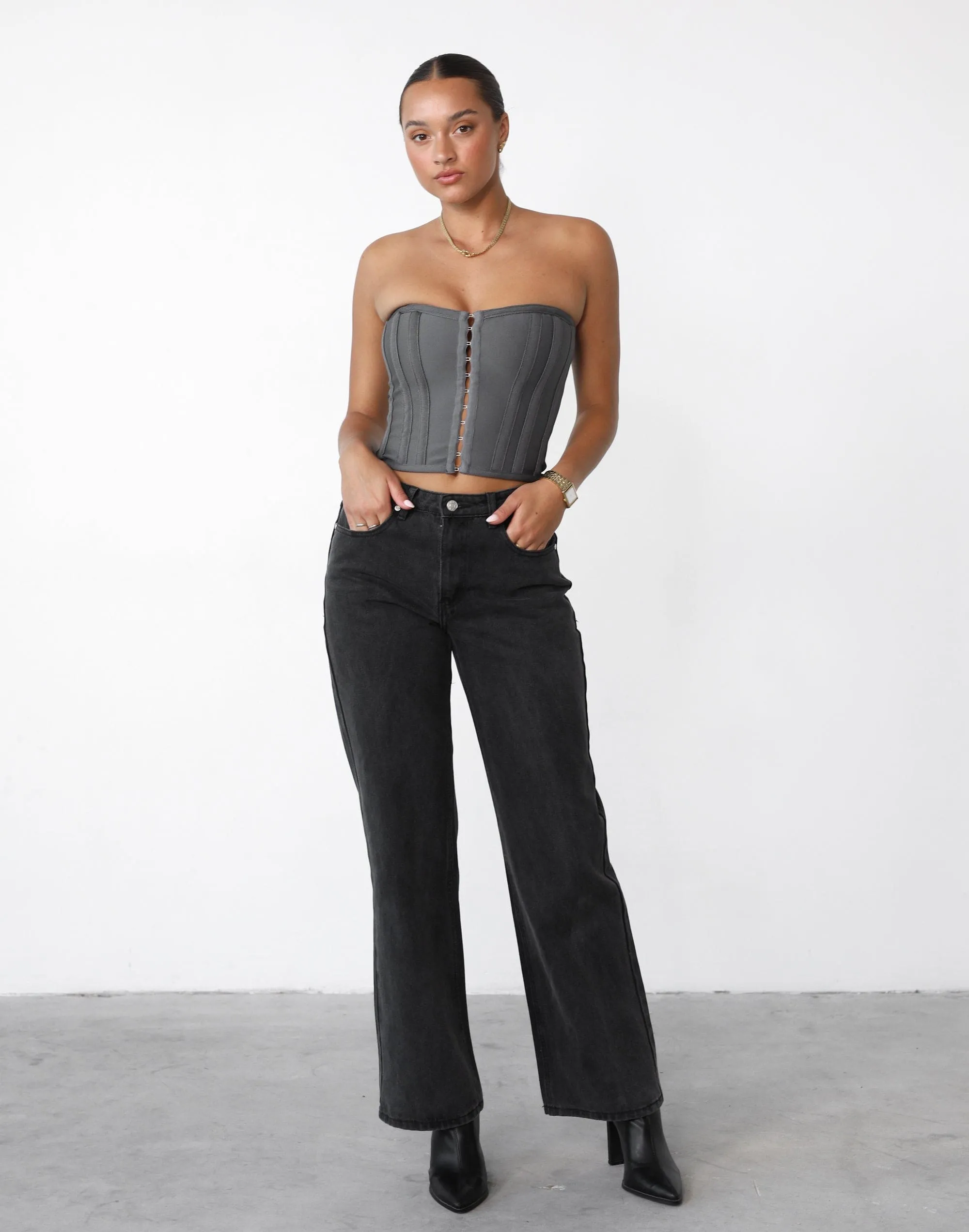 Passion Corset Top (Slate) sold by Charcoal Clothing product image thumbnail 2