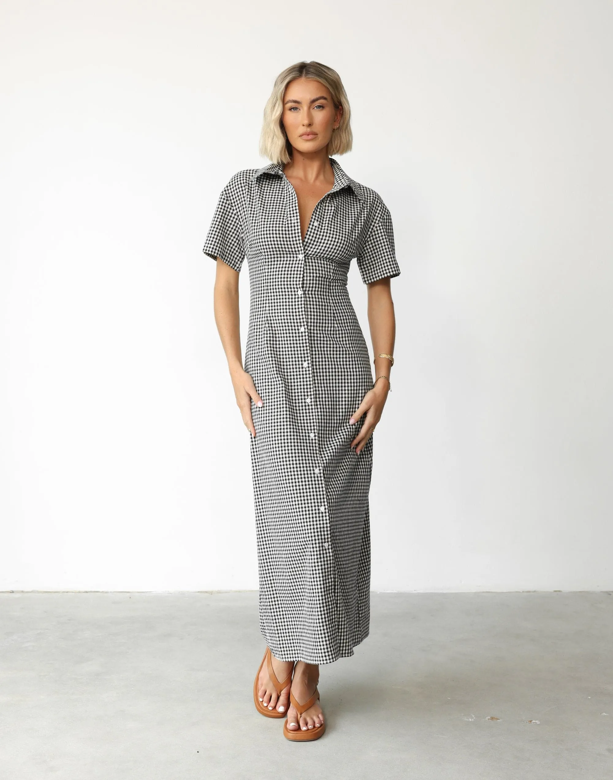 Lua Maxi Dress (Black Gingham) sold by Charcoal Clothing