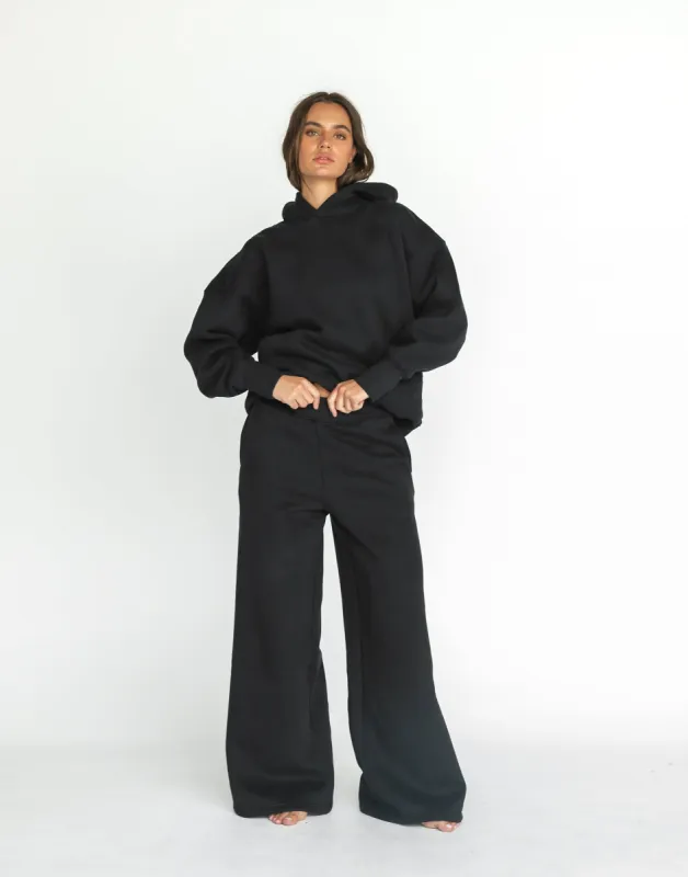 River Wide Leg Tracksuit Pants (Black) sold by Charcoal Clothing