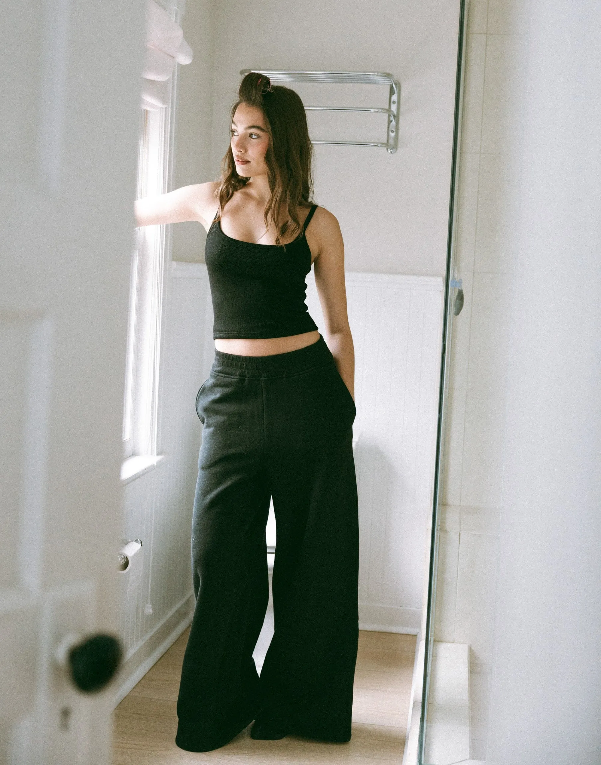 River Wide Leg Tracksuit Pants (Black) sold by Charcoal Clothing product image thumbnail 2