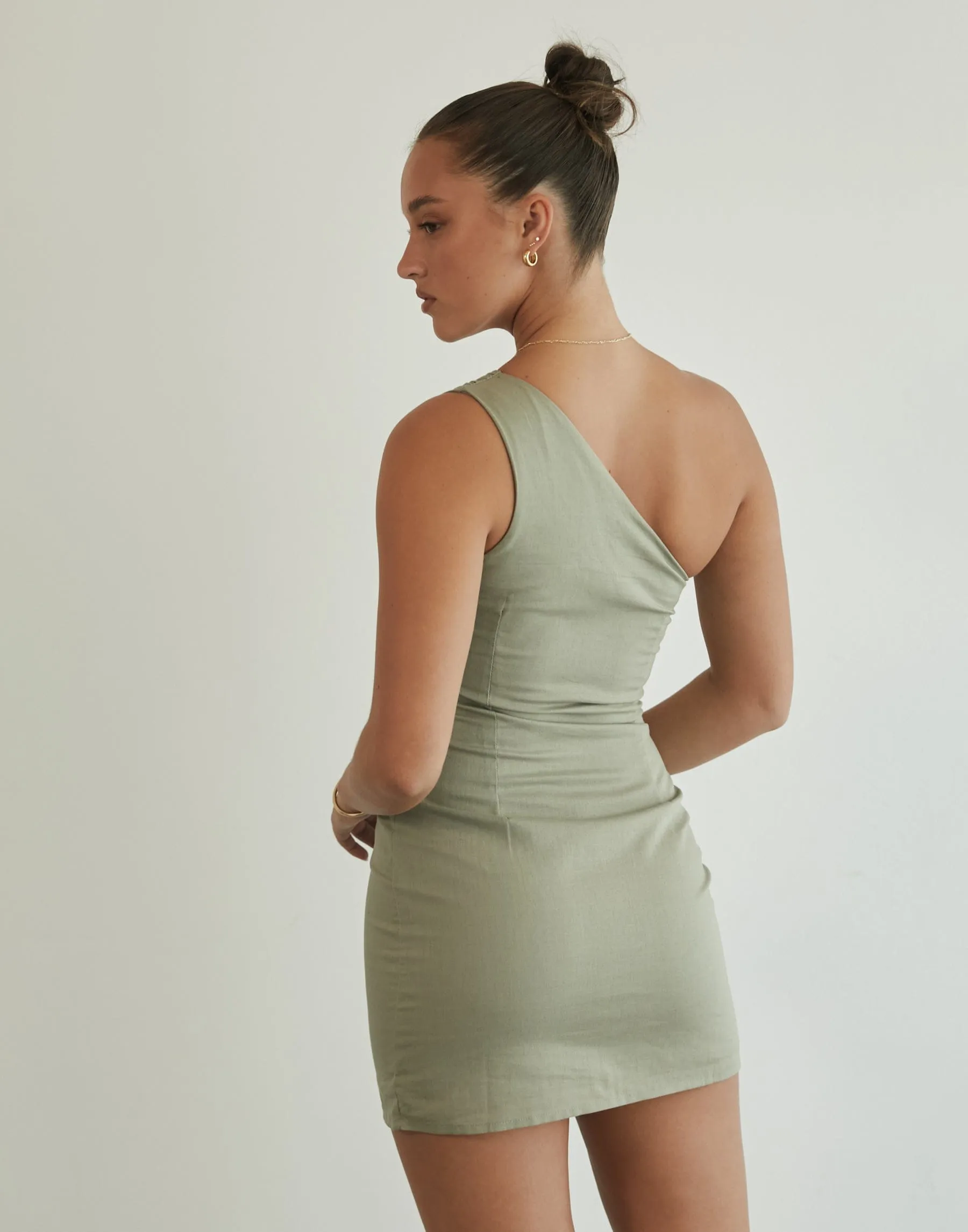 Evie Linen Mini Dress (Khaki) sold by Charcoal Clothing product image thumbnail 3
