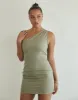 Evie Linen Mini Dress (Khaki) sold by Charcoal Clothing