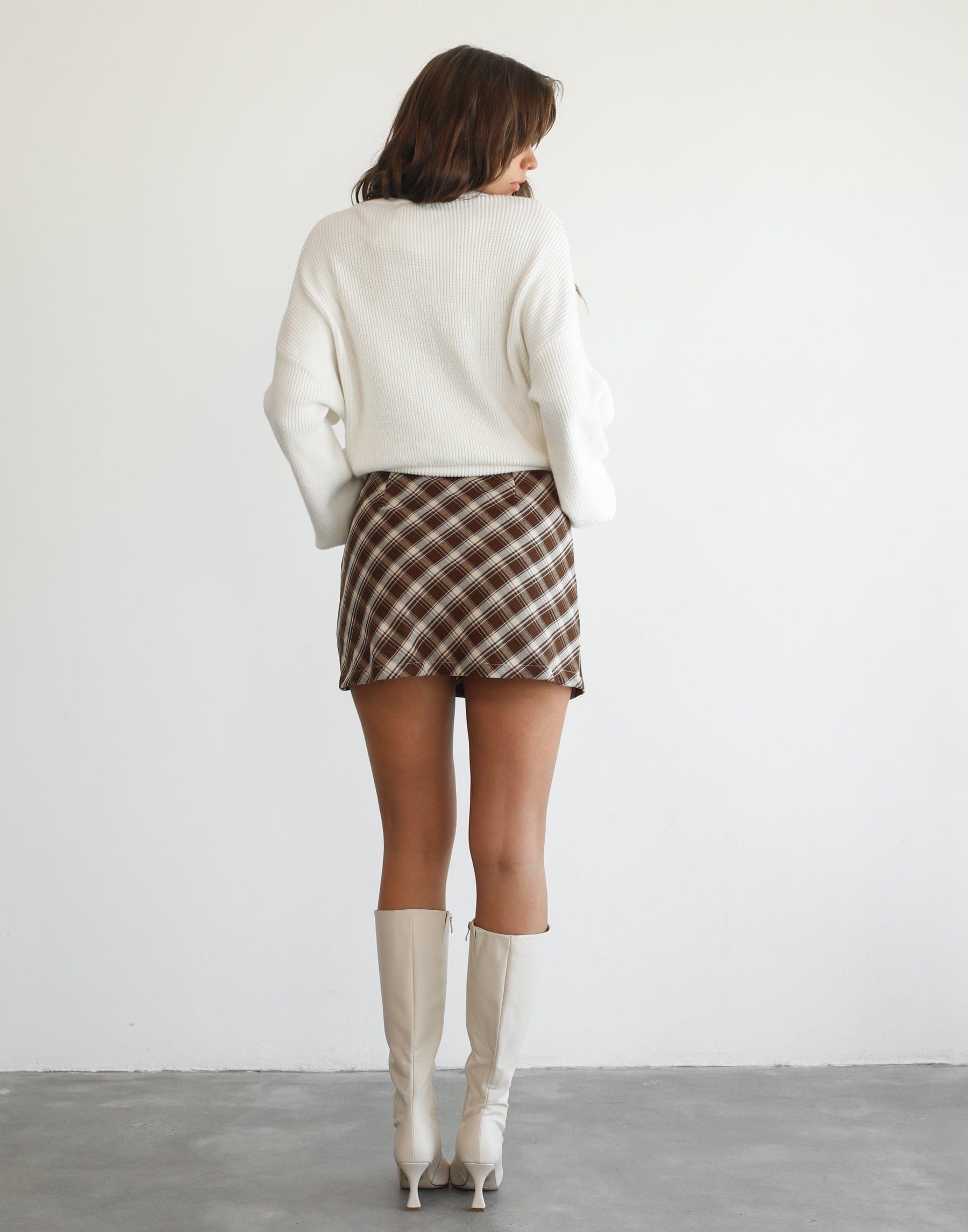 Kristelle Mini Skirt (Brown Plaid) sold by Charcoal Clothing product image thumbnail 3