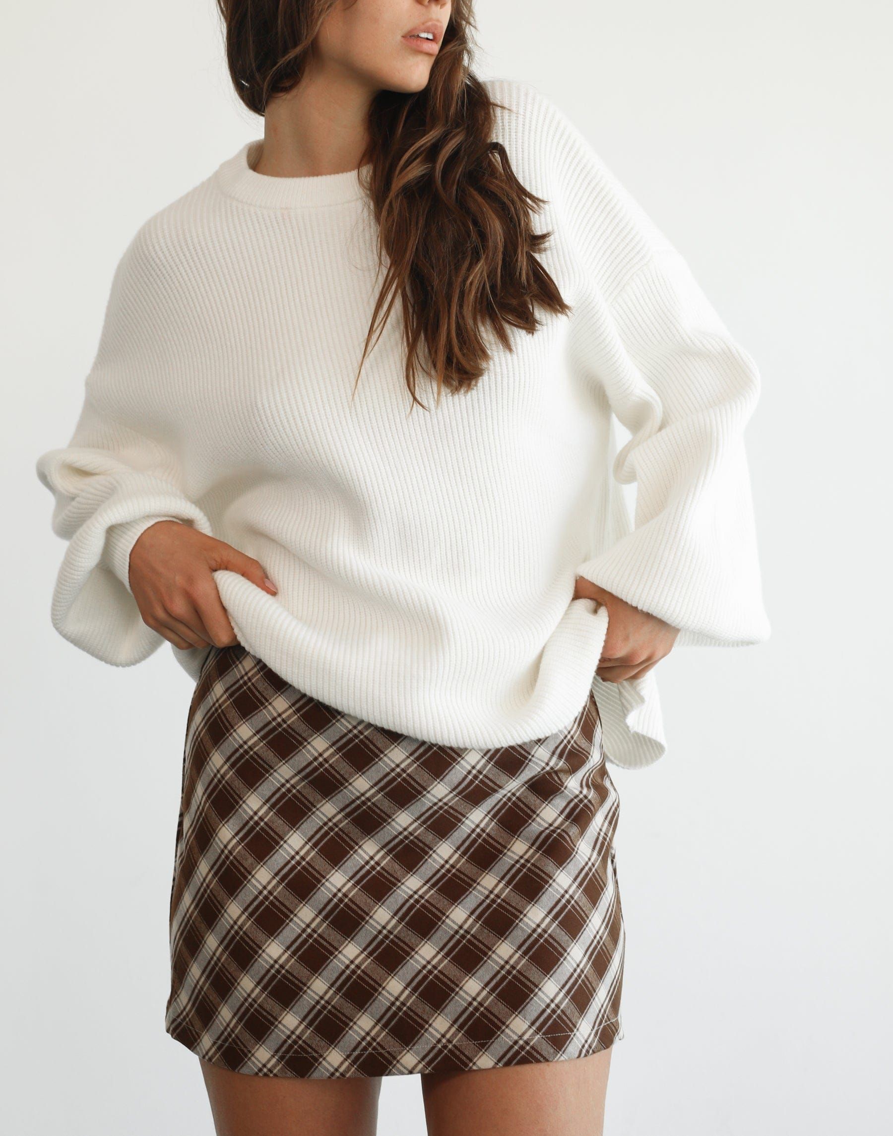 Kristelle Mini Skirt (Brown Plaid) sold by Charcoal Clothing product image thumbnail 4