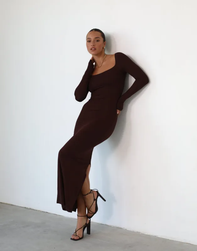 Eyes On Me Maxi Dress (Cocoa) sold by Charcoal Clothing
