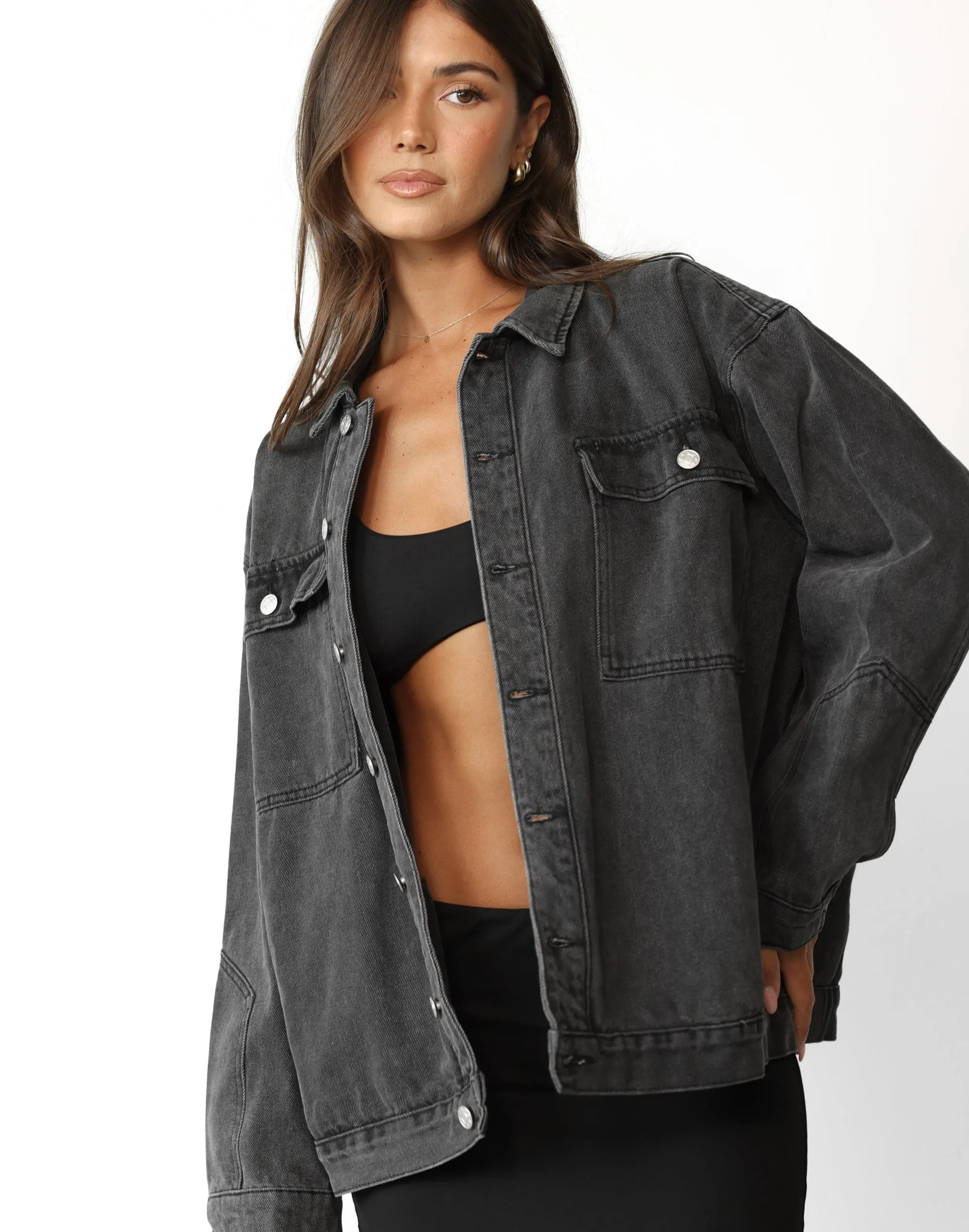 Adrian Denim Jacket (Dark Grey) sold by Charcoal Clothing product image thumbnail 5