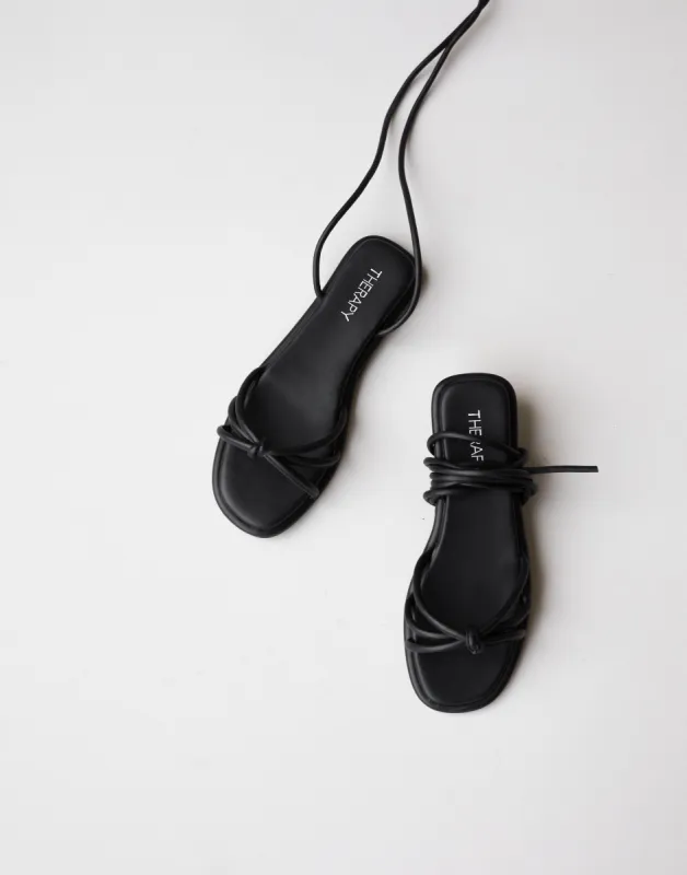 Raye Sandals (Black Smooth PU) - By Therapy sold by Charcoal Clothing