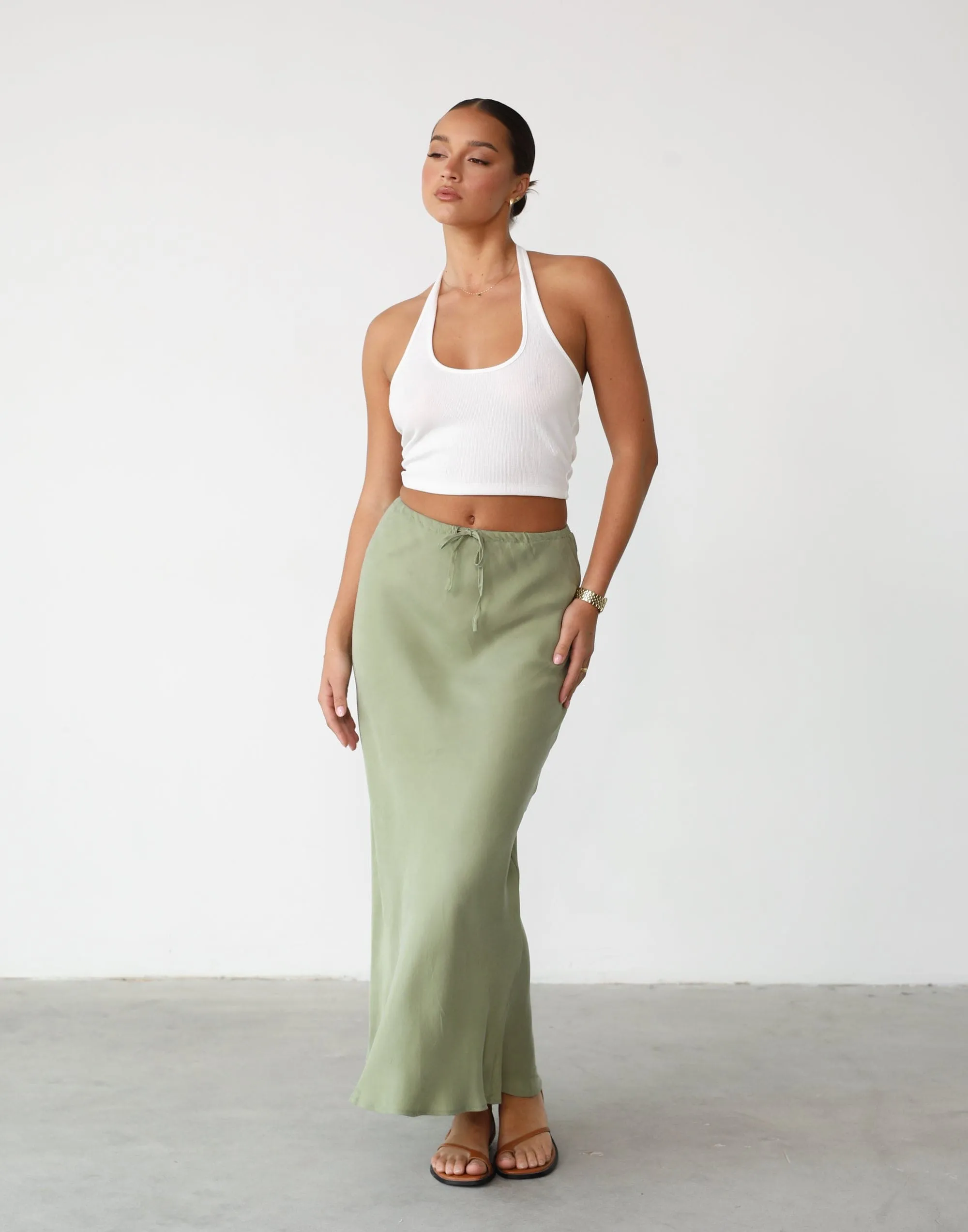 Amalie Maxi Skirt (Pistachio) sold by Charcoal Clothing