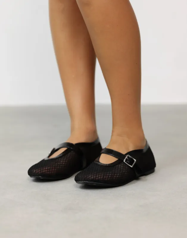 Addie Ballet Flat (Black Crinkle Print) - By Therapy sold by Charcoal Clothing