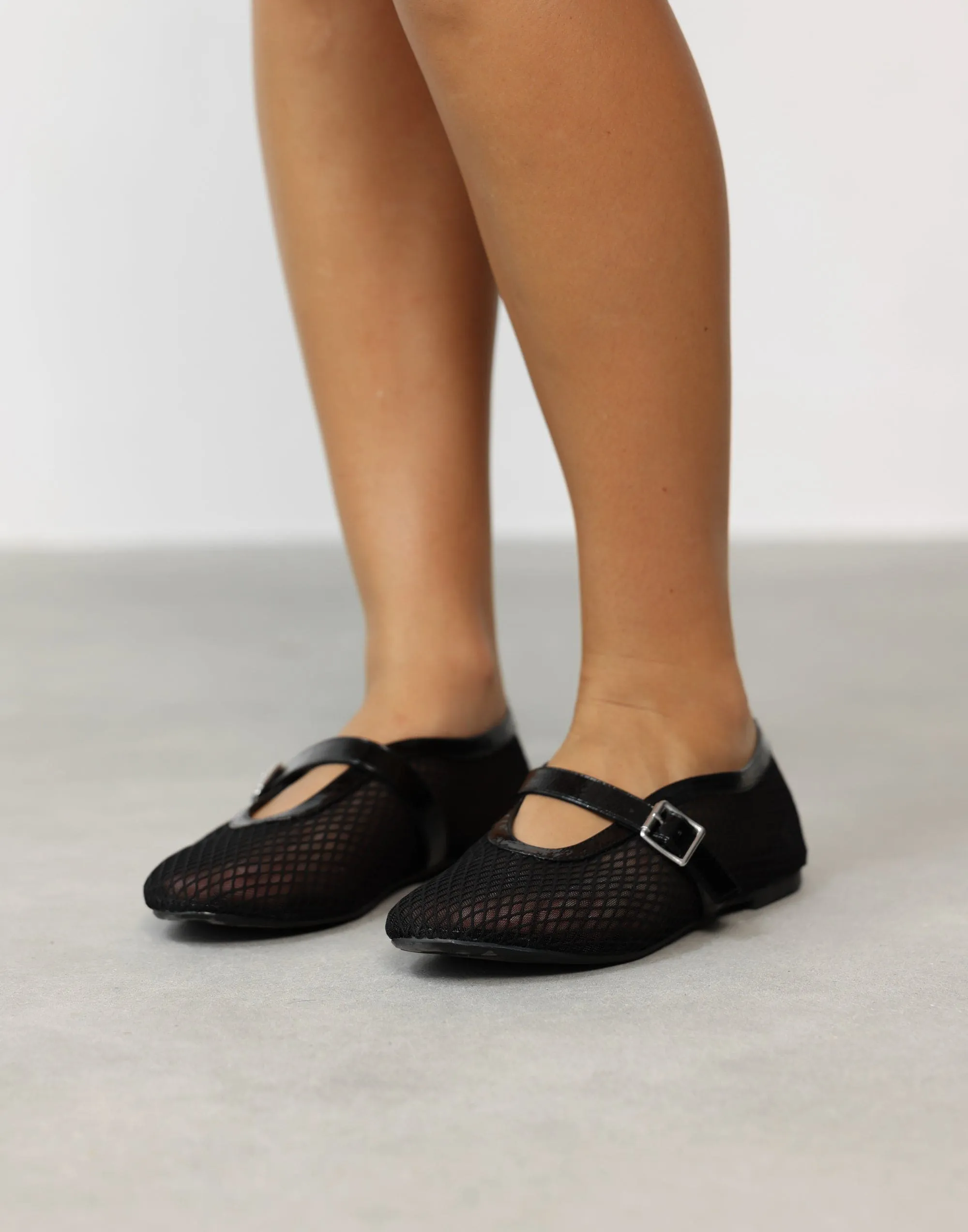 Addie Ballet Flat (Black Crinkle Print) - By Therapy sold by Charcoal Clothing