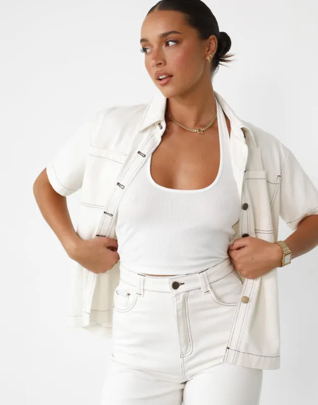 Lili Denim Shirt (White) sold by Charcoal Clothing