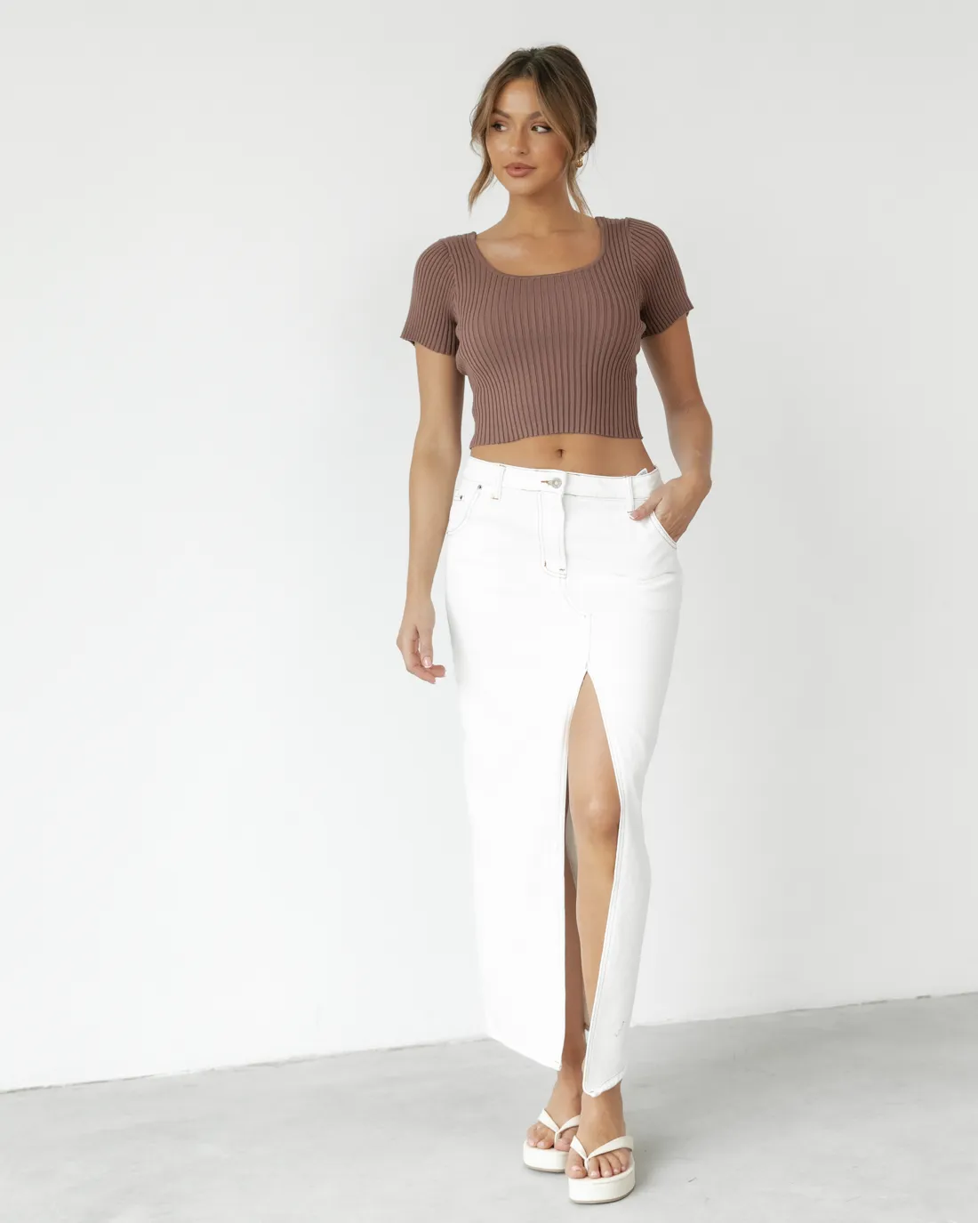 Pantano Knit Crop Top (Brown) sold by Charcoal Clothing product image thumbnail 2